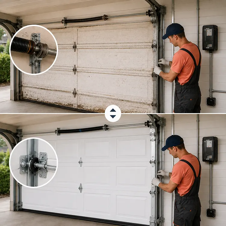 Before and after arm garage door service